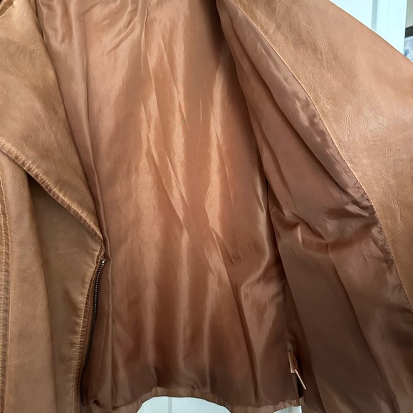 Camel colored new leather bomber jacket - Picture 3 of 7